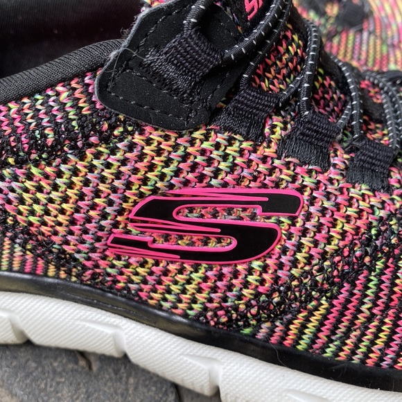 Skechers Multicolored Rainbow Knit Relaxed Fit Memory Foam Slip on Shoes - Picture 6 of 11